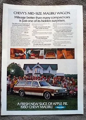 1980 Chevy Malibu Station Wagon Print Ad - Mileage Better Than Many Compact Cars • $7