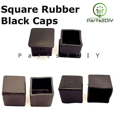 Square Rubber Chair Table Feet Furniture End Cover Caps Anti Slip Skid UK • £2.85