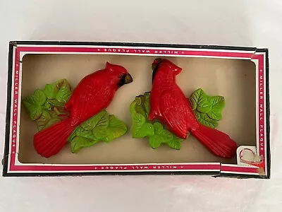 1972 Vintage Miller Studio Red Cardinal Chalkware Wall Plaques Hand Painted NIB • $24.88