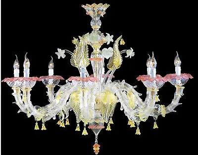 Chandelier In Murano Blown Glass Venetian Lighting Suspension Venice 8 Lights Go • $7354.25