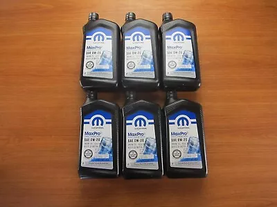 Six Quarts Of Full Synthetic MaxPro SAE OW-20 Motor Oil New Mopar OEM • $44.80