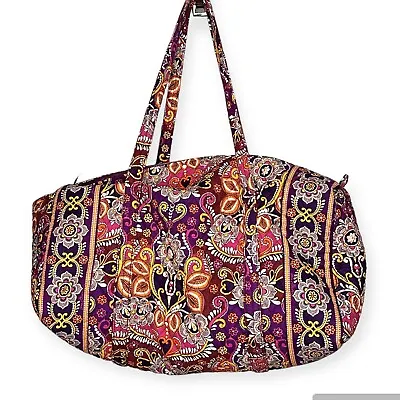 Vera Bradley Safari Sunset Purple Orange Large Duffle Travel Bag • $73.80