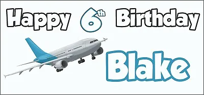 £6.95 • Buy Personalised Aeroplane Plane 6th Birthday Banner X2 Decorations Boys Girls Son