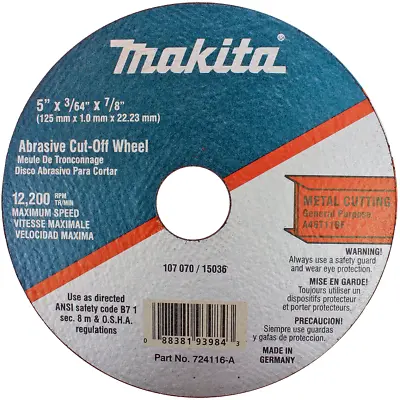 $41.80 • Buy Makita Cutting Disc Cut-off Wheel 5  Angle Grinder 7/8  Arbor 10 Pack  724116-a