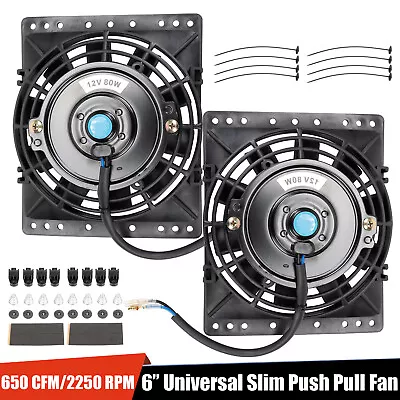 6  Electric Cooling Radiator Slim Push Pull Fan 12V 80W Reversible Kit Universal • $44.99