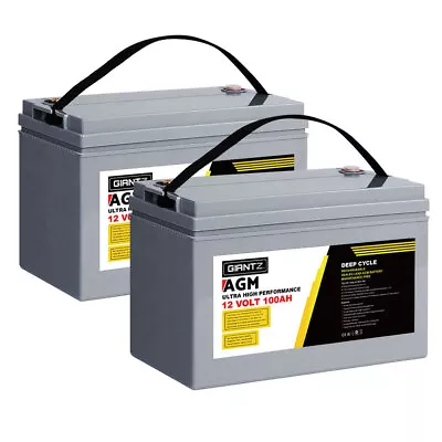 Giantz AGM Deep Cycle Battery 12V 100Ah Marine Sealed Power Portable Solar X2 • $370.95