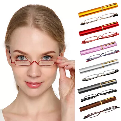 Slim Mini Reading Glasses Pocket Retro Readers With Case 1.0 1.5 2.0 2.5 3.0 4.0 • $4.64