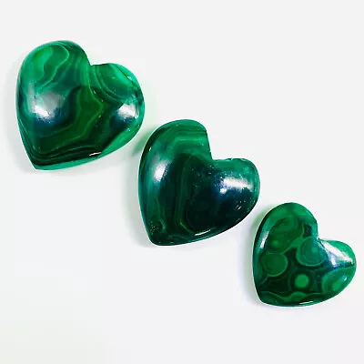 3 Pcs Natural Malachite 24-32.5mm Heart Cabochon Loose Untreated Gemstones Lot • $43