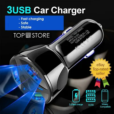 Fast Car Charger 3 Usb Port For Iphone Samsung Ipad Universal Socket Adapter· • £5.20