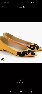 J. Crew Yellow With Embroidered Flowers Flats • $40