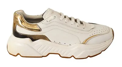 DOLCE & GABBANA Shoes Sneakers White Gold Leather Sport DAYMASTER EU44.5 /US11.5 • $239