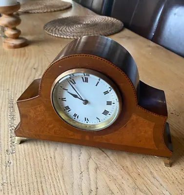 Japy Freres Mantle Clock Inlaid Mahogany On Brass Feet • $123.21