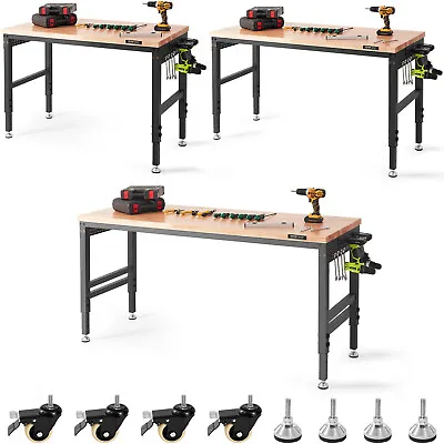 VEVOR Adjustable Height Workbench 48 X24 /60 X23 /72 X25  Worktable Power Outlet • $170.99