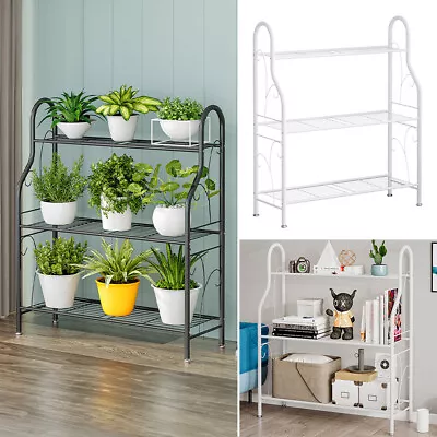 3 Tier Metal Plant Stand Ladder Flower Pot Display Rack Shelf Indoor & Outdoor • £15.94