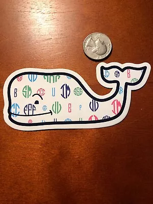 New Vineyard Vines Passport Monogram Whale Sticker Laptop Yeti Car Decal • $2.60