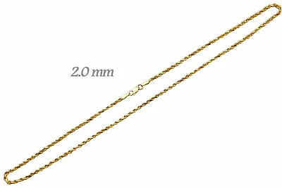 Solid 14k Yellow Gold 1mm-2MM Rope Chain Link Pendant Necklace Men Women 16 -30  • $506.50