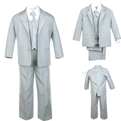 $41.98 • Buy G Baby Toddler Teen Boys Wedding Formal Party Tuxedo Suit Silver Light Gray 