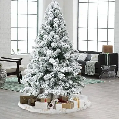 £49.99 • Buy 6ft Christmas Tree With Stand White Flocking Bushy Artificial Xmas Home Decor