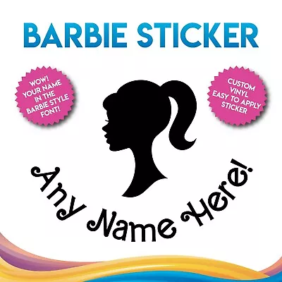 Barbie Vinyl Sticker / Decal With Your Own Name - Great Gift For Kids • £5.45