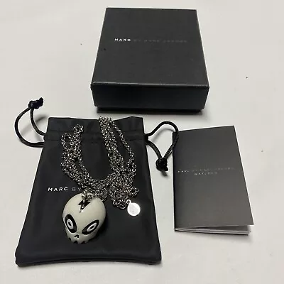 Marc Jacobs Skull Necklace Chain Watch Pendent White Body Black Dial Metal $200 • $89.99