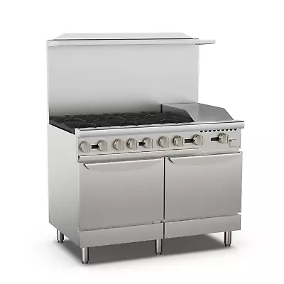 Restaurant Gas Range 48  Natural Gas Stove W/6 Burners 12” Griddle Standard Oven • $1619.40