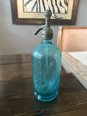 Vintage Blue Glass Seltzer Bottle • $60