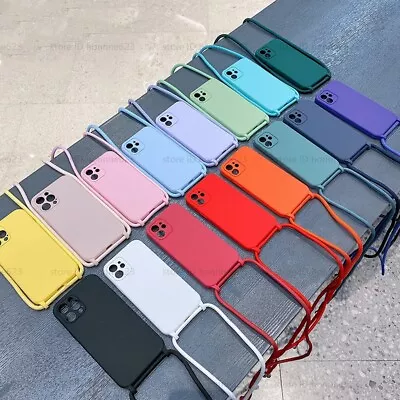 Crossbody Necklace Lanyard Silicone Case For Iphone 15 14 13 12 11 Pro XR XS Max • £5.99