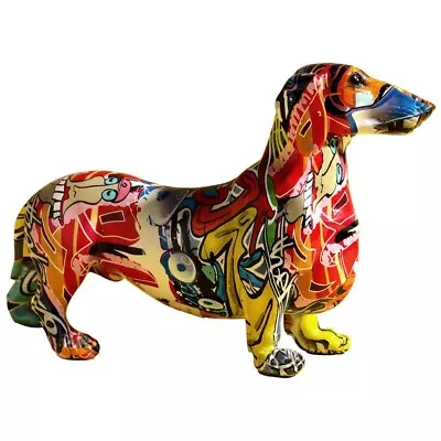 Painted Art Splash Colorful Dachshund Sausage Dog Figurine Modern Home Decor • $59.90