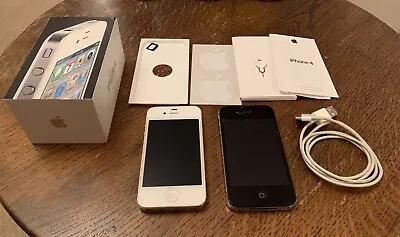 £4.99 • Buy 2x Apple IPhone 4 Handsets- Both 16GB- Black & White Models - A1332 Lead/box Inc