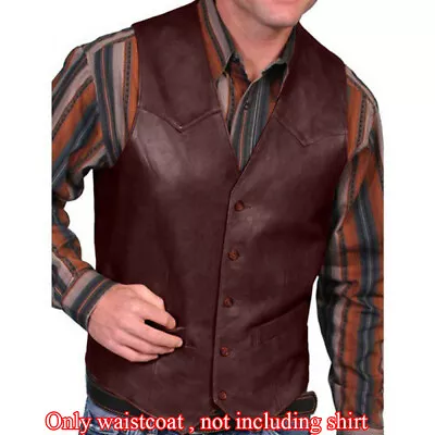 Mens Motorcycle Biker PU Leather Vest Coat Jacket Waistcoat Plain Suit Retro • $21.81