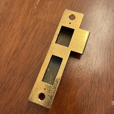 Vintage Door Lock Jamb - 5  Mortised  Boxed  Striker Keeper Plate - Brass • $17.60