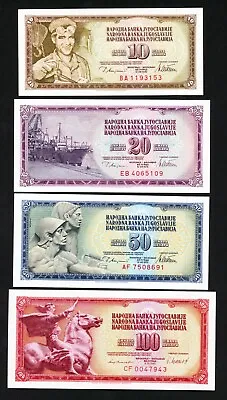 Yugoslavia  Set Of 6 Banknotes 10+20+50+100 Dinars 1978-1981 All UNC • £4.95