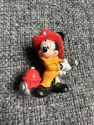 Vintage Disney Mickey Mouse Fireman Cake Topper 2.5 Inch PVC Figure Applause • $5