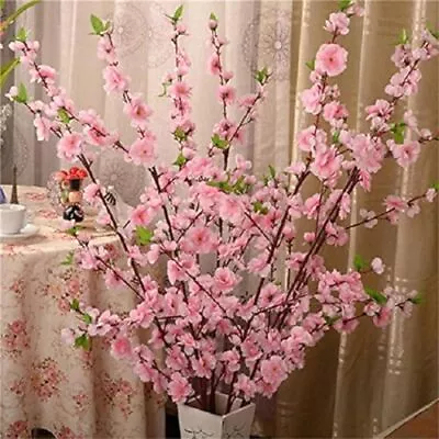 10PCS Artificial Cherry Blossom Branches Silk Spring Peach Blossom Fake Pink • $31.81