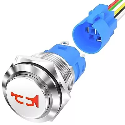 16mm 12V Car Speaker Horn Momentary Push Button Switch Blue LED Lighted For Boat • $12.29