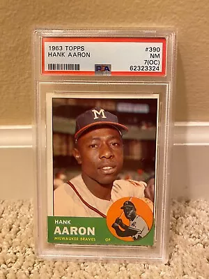 1963 Toops Milwaukee Braves HOF Hank Aaron #390 PSA 7 NM (OC) • $399.99