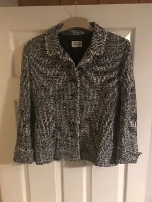 Caroline Charles Blue White Mix Boucle Jacket S12 In Excellent Condition • £45
