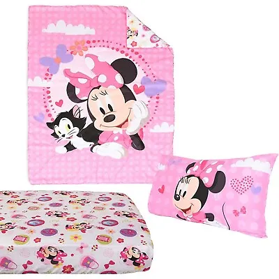 Disney Minnie Mouse Microfiber Sheet Set Toddler 3 Pcs Bedding Set 52  X 28  • $52.19