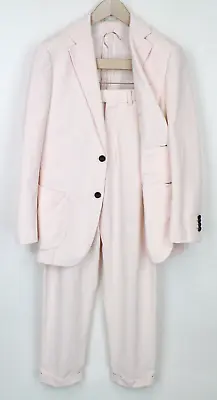 SUITSUPPLY Havana Patch Men Suit UK36R Pink Slim 2-Piece Cotton Velvet Corduroy • $505.26