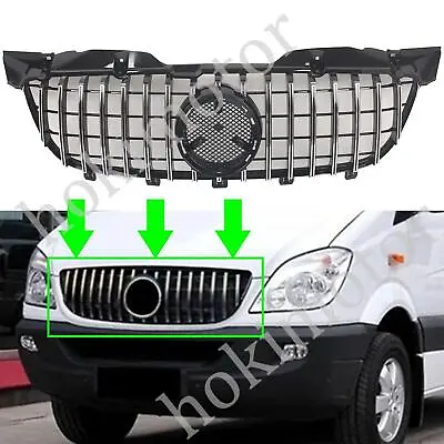 Chrome+Black Front Bumper Grille Grill For Mercedes Benz W906 Sprinter 2009-13 • $193.33