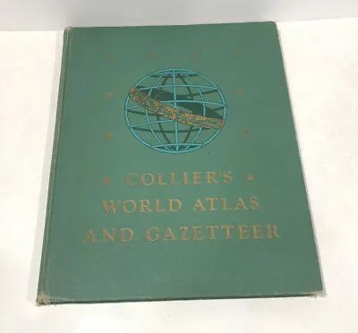 1944 Collier’s World Atlas And Gazetteer History Book Maps Vintage Hardcover • $39.99