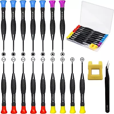 18 Pc Mini Precision Screwdriver Set With Case Magnetic Tweezers For Electronics • $9.95