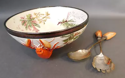 Wedgwood Majolica Salad Bowl Lobster Feet Original Servers 1883/84 Antique BK/JE • £195