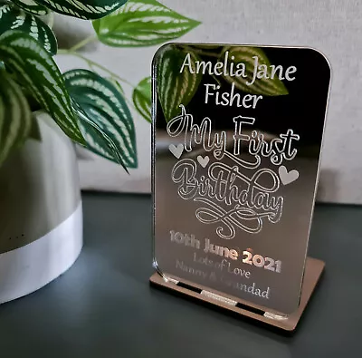 £6.95 • Buy Personalised 1st Birthday Gift Baby Boy Girl Silver Tea Light First Keepsake