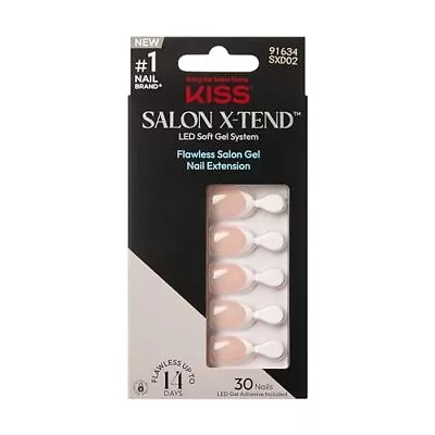 KISS Salon X-tend Press-On Nails Nail Glue Included Nonsense' Light White Sho... • $18.74