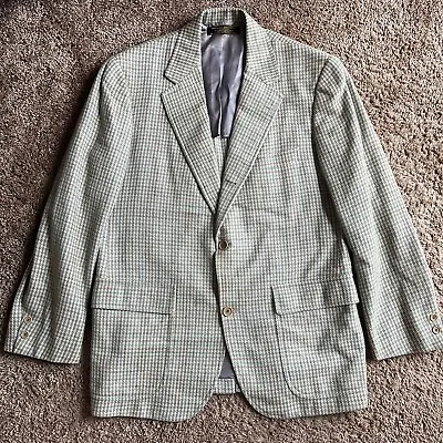 Brooks Brothers 90s Vintage Tweed Cream Beige Houndstooth Blazer Suit Jacket 42L • $39.88
