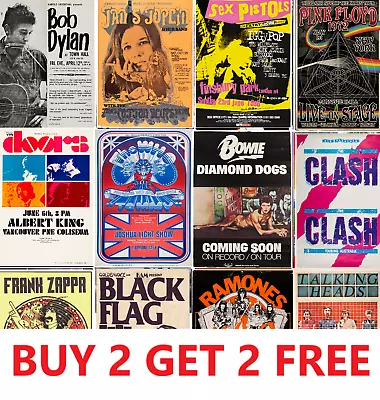 MUSIC & GIG CONCERT POSTERS Rock Blues Alt Vintage Pub Bar Shop Cafe Club A4 • £3.45