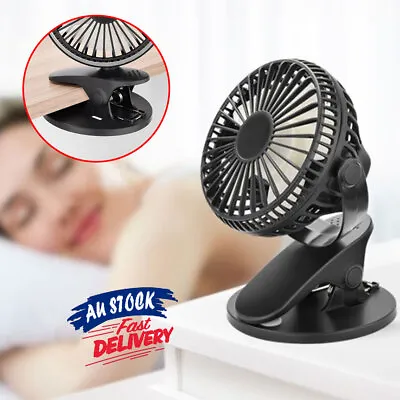 360° Mini Fan Travel USB Rechargeable Clip On Desk Pram Travel Cooler Portable • $16.99