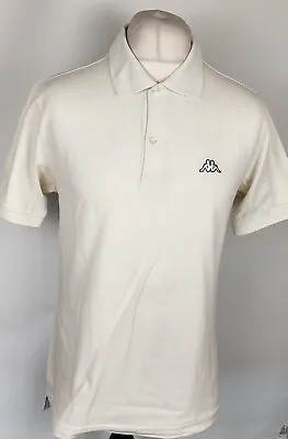 KAPPA Polo Shirt Mens Medium White Short Sleeve Cotton Casual Y2K Vintage 90s • £6.79