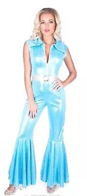 1970s Disco Diva Is Perfect For Your Next 70s Party Blue Jumpsuit By Karnival • $39